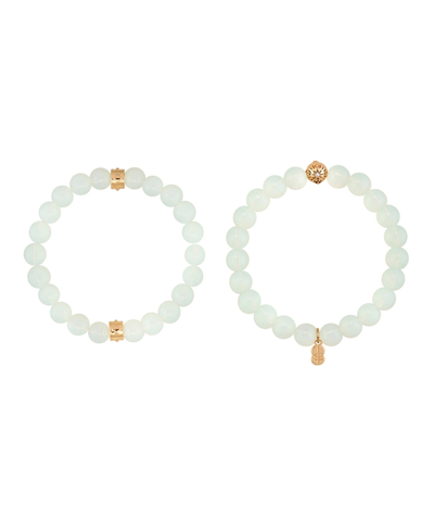 Charged Stone Beaded Motif 2 Pieces Bracelet Set In Opal