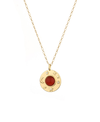 Charged Disc Pendant Necklace In Carnelian