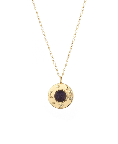 Charged Disc Pendant Necklace In Amethyst