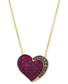 LE VIAN GODIVA X LE VIAN STRAWBERRY AND CHOCOLATE HEART PENDANT NECKLACE FEATURING PASSION RUBY (3/4 CT. T.W