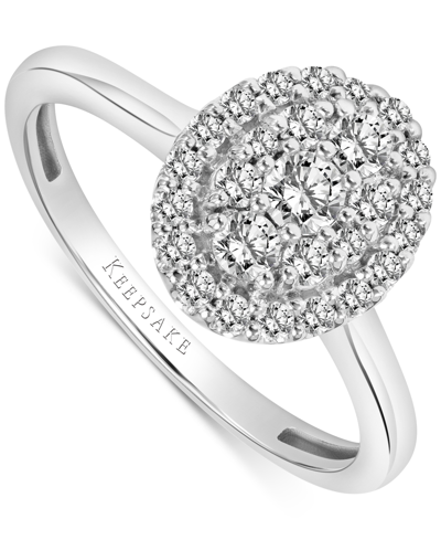 Macy's Diamond Oval Cluster Engagement Ring (1/2 Ct. T.w.) In 14k White Gold
