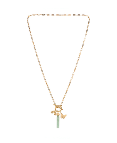 Charged Stone Pendant Charm Necklace In Aventurine