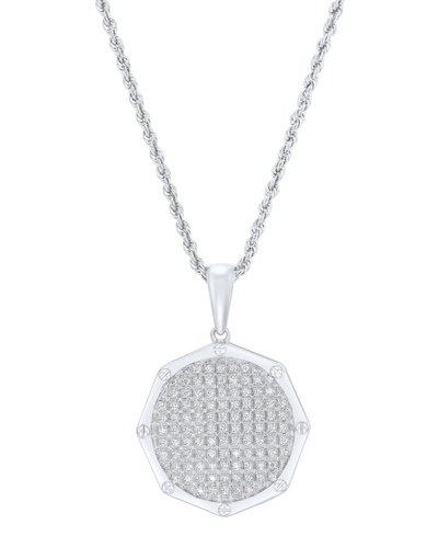 Grown With Love Men's  Lab Grown Diamond Cluster 22" Pendant Necklace (1/2 Ct. T.w.) In 10k White Gol In White Gold