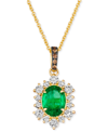 LE VIAN COSTA SMERALDA EMERALDS (7/8 CT. T.W.) & DIAMOND (1/2 CT. T.W.) HALO ADJUSTABLE 20" PENDANT NECKLACE