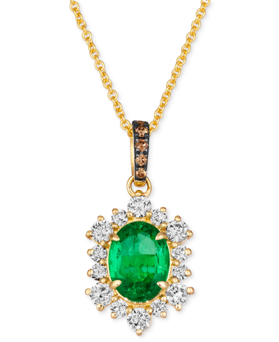 Le Vian Costa Smeralda Emeralds (7/8 Ct. T.w.) & Diamond (1/2 Ct. T.w.) Halo Adjustable 20" Pendant Necklace In No Color