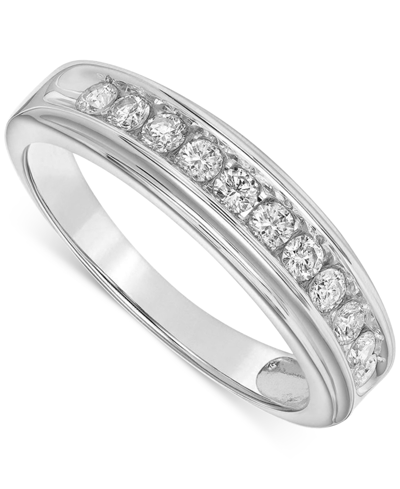 Macy's Diamond Channel-set Band (3/8 Ct. T.w.) In 14k White Or Yellow Gold In White Gold
