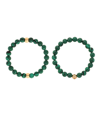 Charged Stone Beaded Motif 2 Pieces Bracelet Set In Malachite