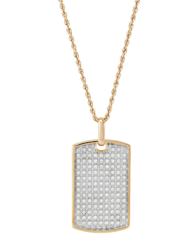 Grown With Love Men's Lab Grown Diamond Pave Dog Tag 22" Pendant Necklace (1 Ct. T.w.) In 10k Gold In Yellow Gold