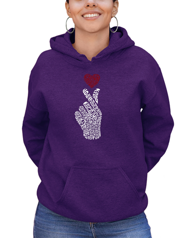 La Pop Art Women's K-pop Word Art Hooded Sweatshirt In Purple