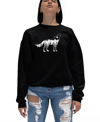 La Pop Art Women's Howling Wolf Word Art Crewneck Sweatshirt In Black