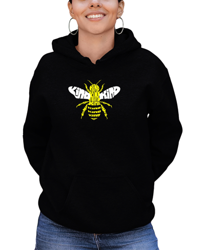 La Pop Art Women's Bee Kind Word Art Hooded Sweatshirt In Black