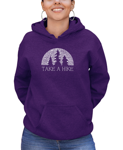 La Pop Art Women's Nature Lover Word Art Hooded Sweatshirt In Purple