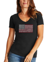 La Pop Art Women's Land Of The Free American Flag Word Art T-shirt In Black
