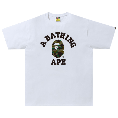 Pre-owned Bape 1st Camo College Tee 'white/gray'