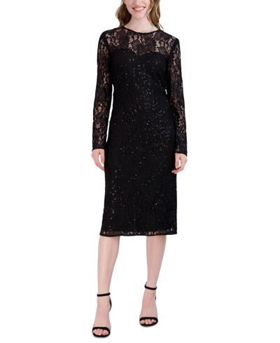 Donna Ricco Women's Sequined Lace Sheath Dress In Black