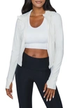 90 Degree By Reflex Cropped Zip Up Hooded Jacket In Sugar Swizzle