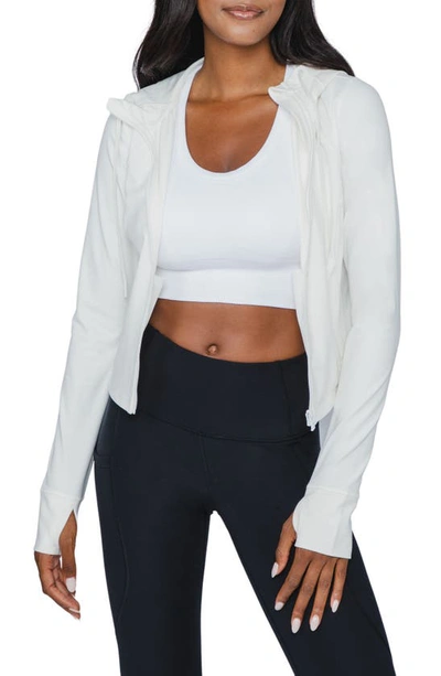 90 Degree By Reflex Cropped Zip Up Hooded Jacket In Sugar Swizzle