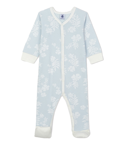 Petit Bateau Babies' Floral Print Onesie In Cielo