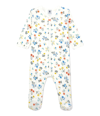 Petit Bateau Floral Print Onesie In Bianco