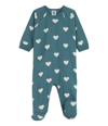 Petit Bateau Green Onesie With Hearts Print In Verde