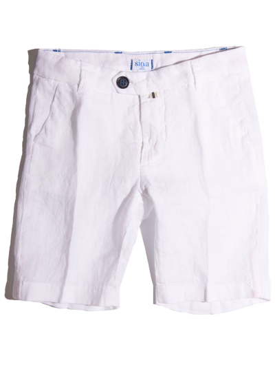 Siola Kids' White Linen Bermuda In Bianco