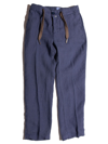 Siola Blue Linen Trousers In Blu