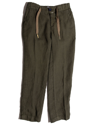 Siola Kids' Green Linen Trousers In Verde