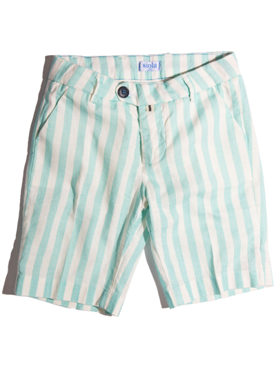 Siola Kids' Striped Linen Bermuda In Cielo