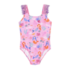 Selini Action One-piece Swimsuit With Ruffles And Sequins In Rosa