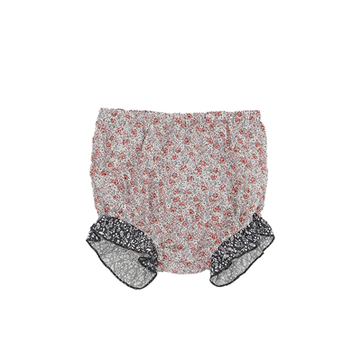 Le Petit Coco Babies' Culotte With Floral Pattern And Ruffles In Rosso