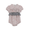 Le Petit Coco Floral Fantasy Romper With Ruffles In Rosso