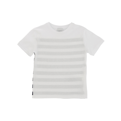 Le Petit Coco Kids' T-shirt With Knitted Back In Bianco