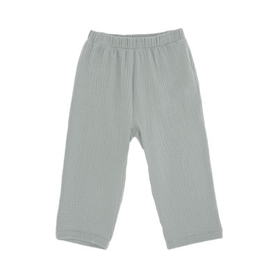 Le Petit Coco Kids' Solid Green Trousers In Verde