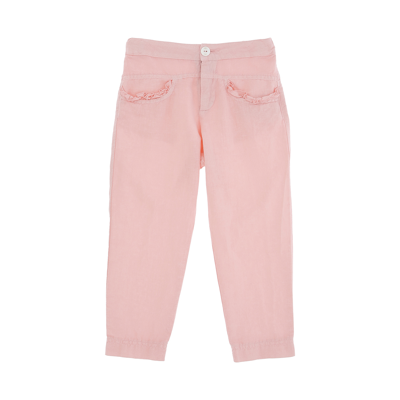 Le Petit Coco Kids' Pink Trousers With Pockets And Rouches In Rosa