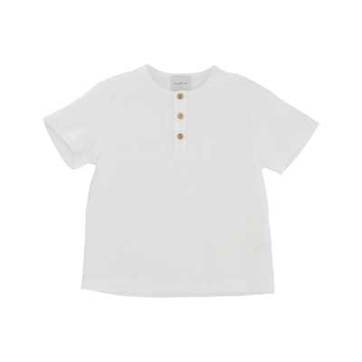 Le Petit Coco Kids' White T-shirt With Buttons In Bianco