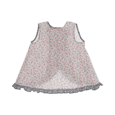 Le Petit Coco Kids' Floral Patterned Blouse With Ruffles In Rosso