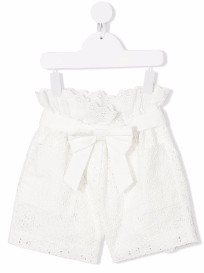 Philosophy Kids' Sangallo Lace Shorts In Bianco