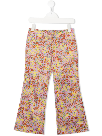 Philosophy Kids' Lilac Trousers With Floral Print In Fantasia