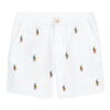 Polo Ralph Lauren Bermuda With Multicolor Embroidered Logo In Bianco
