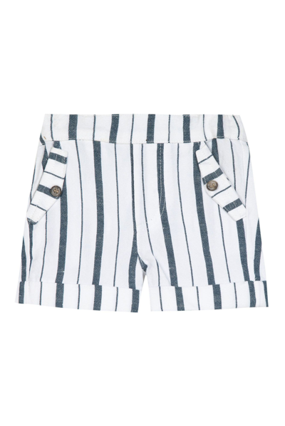 Tartine Et Chocolat Babies' Striped Bermuda Shorts With Cuffs In Bianco
