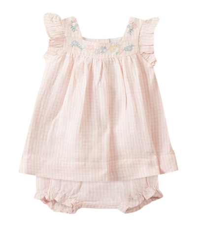 Tartine Et Chocolat Babies' Checked Dress And Ruffles In Rosa