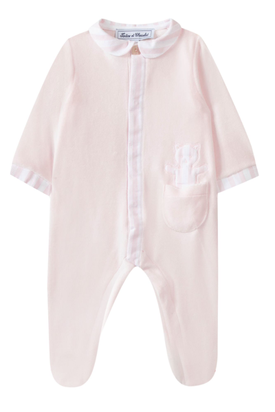 Tartine Et Chocolat Babies' Onesie With Teddy Bear In The Pocket In Rosa