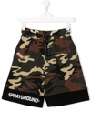 Sprayground Camouflage Print Cotton Sweat Shorts In Mimetico