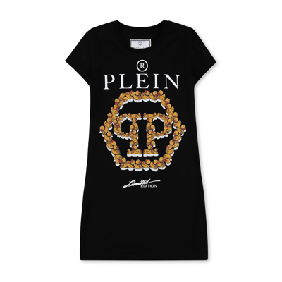 Philipp Plein Junior Kids' Dress With Ducks In Nero