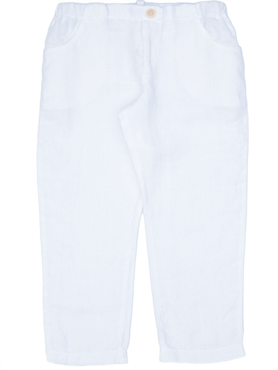 Siola Babies' Linen Trousers In Bianco