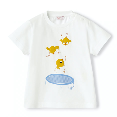 Il Gufo Babies' Chicks Trampoline T-shirt (6-36 Months) In Bianco