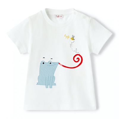 Il Gufo Babies' Frog T-shirt In Bianco