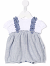 Il Gufo Striped Romper In Bianco