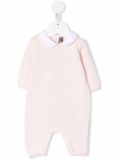 Little Bear Embroidered Cotton Babygrow In Rosa