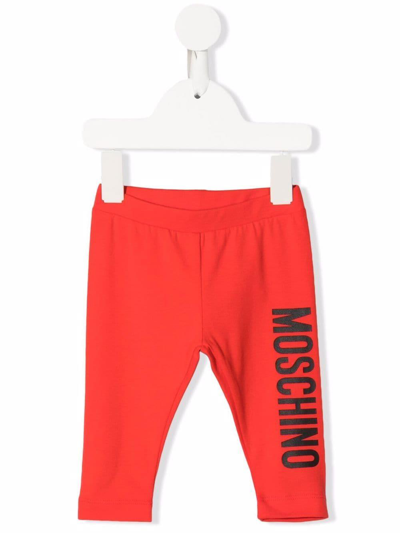 Moschino Leggings With Side Logo In Rosso